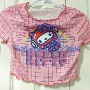 HELLO KITTY x SHEIN pink stretchy baby tee crop top